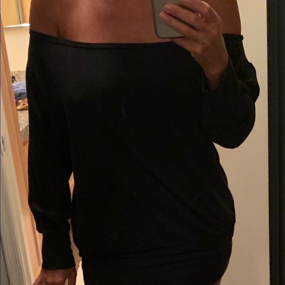 Black off the shoulder shirt